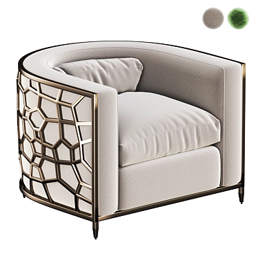 Elegant Golden Curved Chair 3D model image 1 