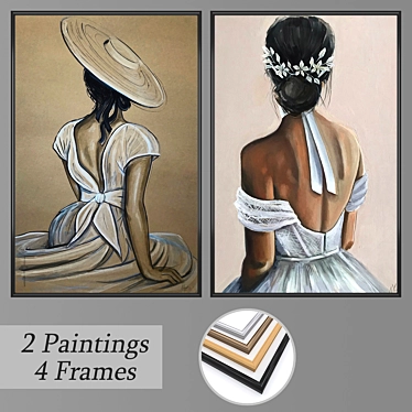 Modern Wall Art Set with Various Frames 3D model image 1 