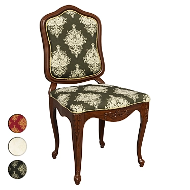 Elegant Carved Chair with Versatile Fabric Upholstery 3D model image 1 