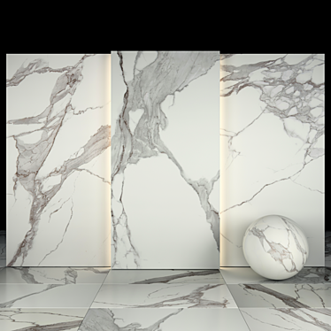 Elegant White Calacatta Marble Tiles 3D model image 1 