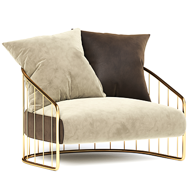 Elegant Charleston Fabric Armchair 3D model image 1 