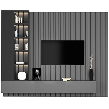 Minimalist TV Wall Unit 3D model image 1 