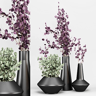 Elegant Eucalyptus Bouquet Set 3D model image 1 