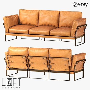 Modern Metal and Leather Sofa: LoftDesign 30914 3D model image 1 