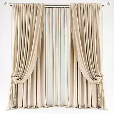 Polyester Curtains, Modern Design 3D model image 1 