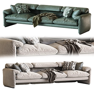 Maralunga Sofa: Modern Italian Design | Cassina | 274cm x 93cm x 72cm 3D model image 1 