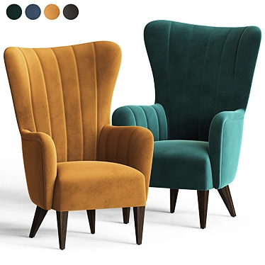 Duke Lounge Armchair: Velvet Elegance 3D model image 1 