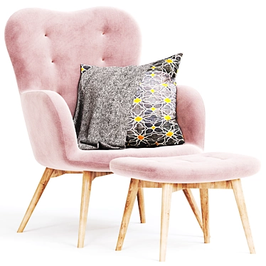 Contemporary Pink Tufted Armchair 3D model image 1 