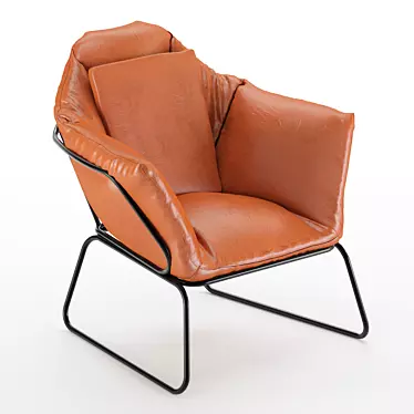 Vintage Leather Armchair: Mid Century Elegance 3D model image 1 