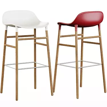 Sleek Oak Barstool: Form Normann 3D model image 1 