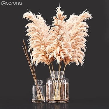 Elegant Dry Flower Bouquet 3D model image 1 