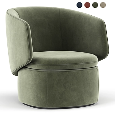 Elegant Crescent Swivel Chair 3D model image 1 