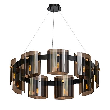 Contemporary Ring Chandelier with Double Glass Shades 3D model image 1 