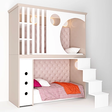 Custom-Made Bunk Bed, Stylish & Space-Saving 3D model image 1 