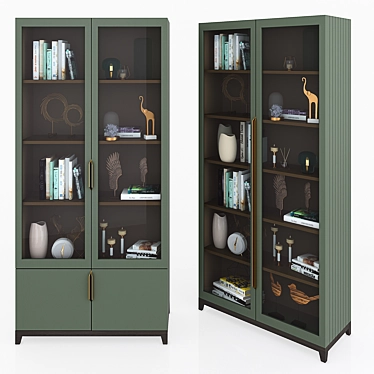 Metropolitan 2 Glass & 2 Solid Door Cabinet 3D model image 1 