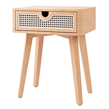 Marte Rattan Nightstand: Chic and Minimalist 3D model image 1 