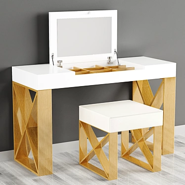Franco Furniture Dressing Table Ottoman Set 3D model image 1 