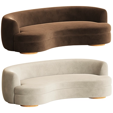 Sennen Curved Velvet Sofa: Elegant Seating Solution 3D model image 1 