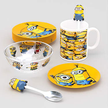 Minions Kids Tableware Set 3D model image 1 