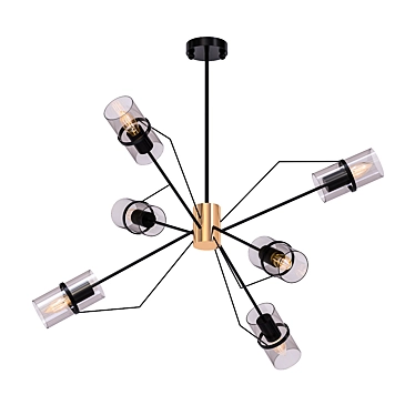 Salut Black and Brass Glass Pendant Chandelier 3D model image 1 