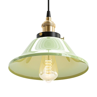 Vintage Green Adjustable Glass Pendant Lamp 3D model image 1 