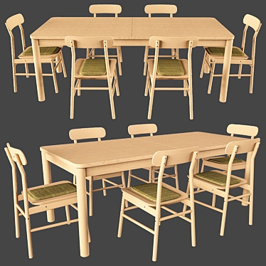 Sleek Rönninge Dining Set 3D model image 1 