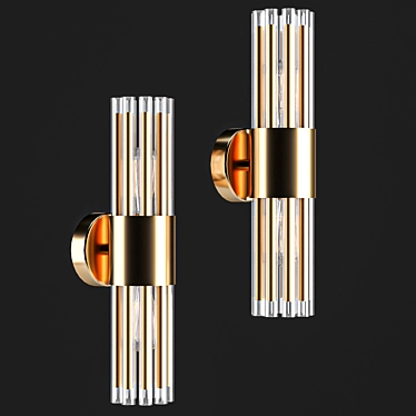 Art-Deco Brass Wall Lamp 3D model image 1 