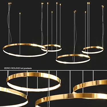 Zero Round Ring Pendant: Sleek and Stylish Illumination 3D model image 1 