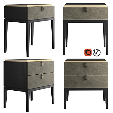 Glamor Bedside Table with Exquisite Leather Finish 3D model image 1 