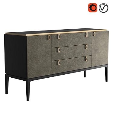 British Glamour Chest: Shagreen Leather & Brass Accents 3D model image 1 