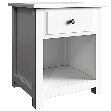 Classic White Bedside Table with Drawer 3D model image 1 