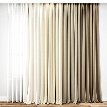 Elegant Textured Curtain 3D model image 1 
