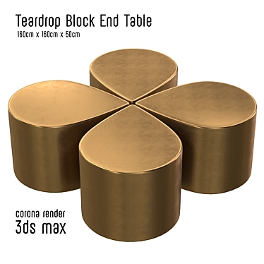 Modern Teardrop Block End Table 3D model image 1 