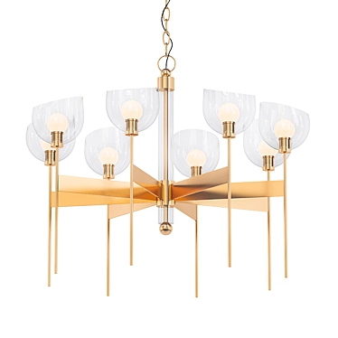 Elegant Aged Brass Chandelier 3D model image 1 