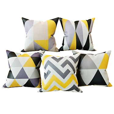 Chic Geometric Pattern Pillows 3D model image 1 
