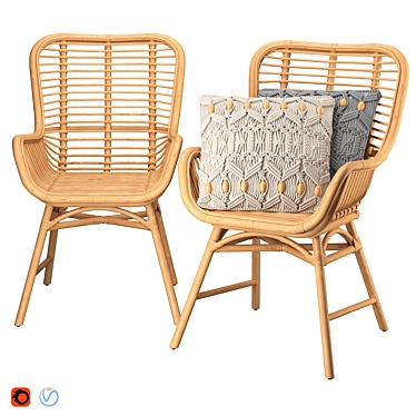 Rattan Accent Chair - Stylish and Sturdy 3D model image 1 