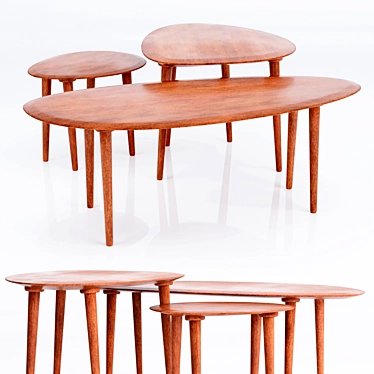 Zen-inspired Zara Home Wooden Tables 3D model image 1 