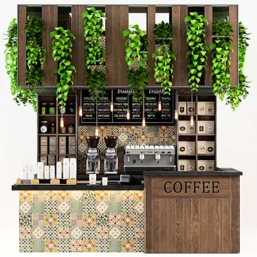 Elegant Cafe Counter with Mainzu Pauda Tile Finish 3D model image 1 