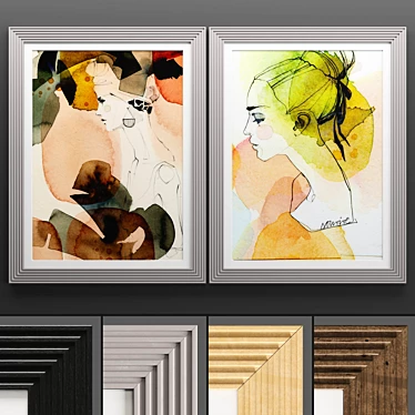 Modern Art Frame Set 3D model image 1 