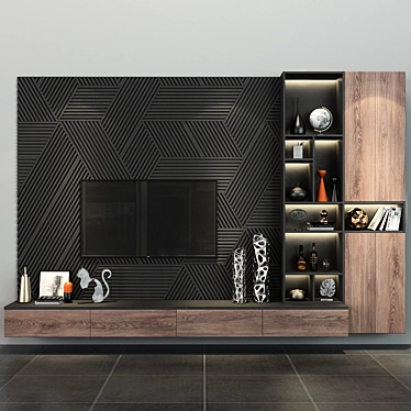 Modern Oak Cabinet - Stylish Storage Solution 3D model image 1 