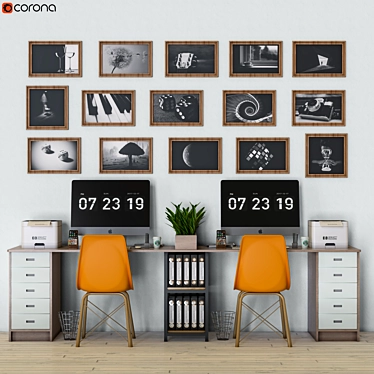 Modern Office Furniture Set 3D model image 1 