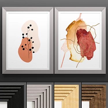 Modern Art Frame Set - 2 Frames with Textured Design 3D model image 1 