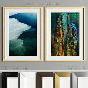 Elegant Art Frame: Wood & Metal 3D model image 1 