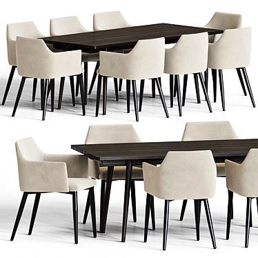 Modern 3-Piece Dining Set 3D model image 1 