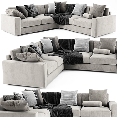 Modern Urban L-Shaped Sofa 3D model image 1 