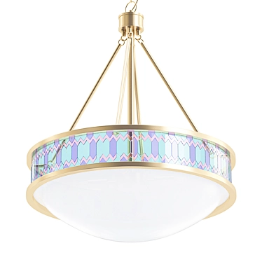 Blue Tiffany Pendant Light: Elegant Nickel Finish 3D model image 1 