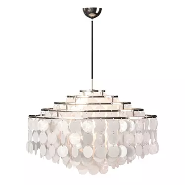 Elegant Shell & Chrome Chandelier 3D model image 1 