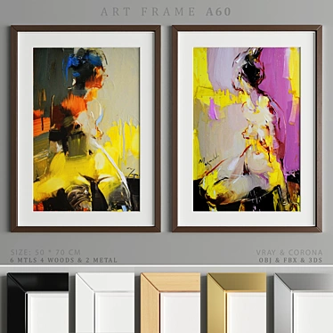 A60 Art Frame: 4 Wood & 2 Metal Frames (50x70 cm) 3D model image 1 