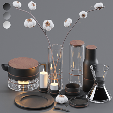Elegant Coffee Decor Set 3D model image 1 
