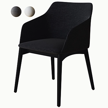 Stylish Elle Chair with Wood Base 3D model image 1 